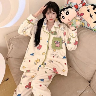 【熱銷】睡衣女款加絨加厚可愛卡通法蘭絨保暖家居服 居家服 珊瑚絨 珊瑚絨睡衣 睡衣 家居服 男生睡衣 法蘭絨睡衣