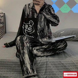 LJX 居家睡衣 春秋季2023新款睡衣女長袖薄款網紅ins風爆款休閒舒適家居服套裝00