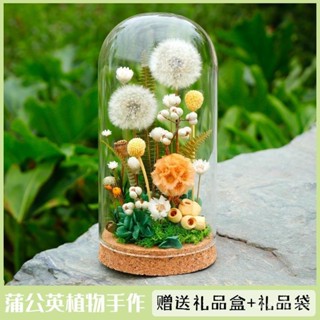 乾燥花 玫瑰永生花 永生花束禮盒 人造花 編製花束 永生花束 香皂花 索拉花束 畢業花束 聖誕節永生花蒲公英玻璃罩擺件母