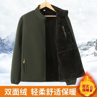 保暖外套 內刷毛外套 登山外套 戶外抓絨衣男搖粒絨外套男秋冬加厚雙麵絨衝鋒衣內膽男衛衣開衫 騎士外套 抓絨外套 毛絨外套