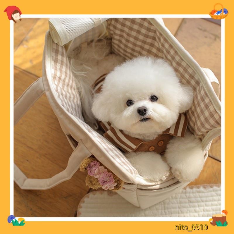 韓國小狗郊遊袋 袋 小貓 茶杯狗 貴賓犬 比熊 小狗 貓包 狗包 便攜式側背包斜挎包nito_0310