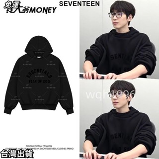 SEVENTEEN同款 全圓佑同款黑色連帽帽t女2023新款春秋款oversize外套秋季上衣潮