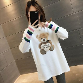 秋冬韓版長袖t桖 ✨寬松顯瘦保暖德絨大碼胖mm女裝 打底衫長袖t恤上衣潮100KG可穿 ins潮 拼接款長袖上衣 衣服女