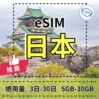 【eSIM】日本上網【3至30天】【10GB-20GB】總量型方案 KDDI/SoftBank雙電信 日本旅遊上網