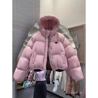 羽絨外套 羽絨服女2024冬新款韓版短版連帽加厚白鴨絨糖果色麵包服小個子 防寒 保暖羽絨服 白鴨絨外套女生1122 RG
