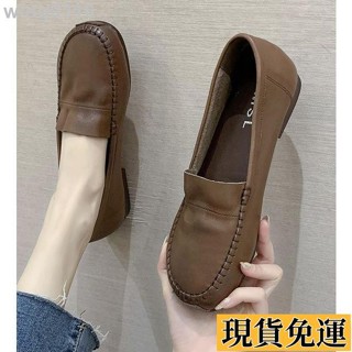 🌸臺灣限時低價🌸 🔥復古平底真皮豆豆鞋 樂福鞋女韓國 淺口單鞋 牛筋底 小皮鞋 一腳蹬懶人鞋 軟底 軟皮 圓頭皮鞋