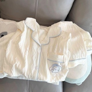 臺灣出貨 學生睡衣 純棉睡衣女春秋季ins長袖長褲韓版甜美風刺繡花可外穿家居服套裝