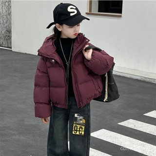 女童羽絨服冬季新款洋氣兒童短版白鴨女大童烏梅子醬加厚外套 白鴨絨 保暖 麵包外套兒童 羽絨外套連帽 童裝1128 GUY