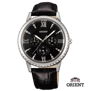 orient 東方錶 casual系列 璀璨晶鑽三眼女錶 皮帶款 黑色 fsw03004b