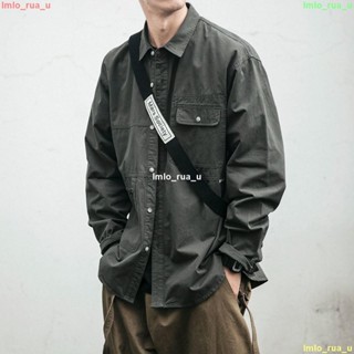 M-5XL大尺碼襯衫 休閒襯衫 工裝襯衫 日係工裝襯衫男長袖春秋大碼寬鬆襯衣潮流帥氣翻領上衣休閒外套潮