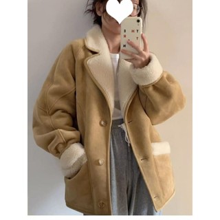 Codibook｜韓國 Wansmall 絨毛絨絨寬鬆翻領外套［預購］大衣 羊羔毛外套 女裝