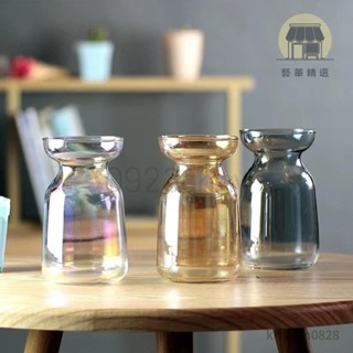 【下殺+免運】花瓶 玻璃 ins花瓶 水培鮮花 插花 輕奢桌面擺件 透明彩色花瓶 19113