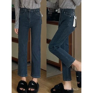 牛仔褲女冬季直筒新款高腰顯瘦時尚煙管彈力百搭小個子九分潮 彈力牛仔褲女 鬆緊腰牛仔褲女 修身百搭小腳褲 直筒牛仔