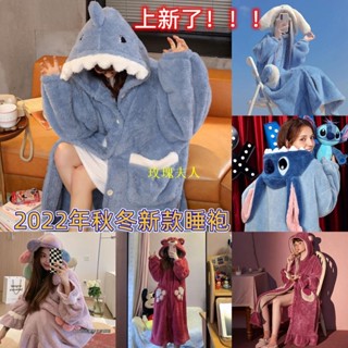 皮卡丘睡袍❤推薦 浴袍 居家服睡衣 秋冬季睡袍女法蘭絨浴袍睡衣加厚米妮款情侶珊瑚絨家居服女