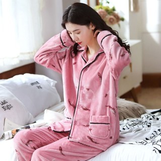 超實惠·買它👉睡衣女秋冬季法蘭絨加絨加厚長袖保暖套裝春秋珊瑚絨家居服冬天 RD9I