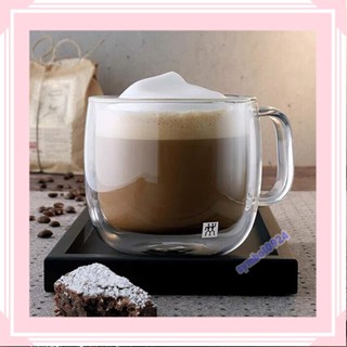 德國Zwilling 玻璃杯 雙層杯 咖啡杯 隔熱防燙防爆 大容量透明水杯 帶把茶杯 辦公喝水杯symbol0924