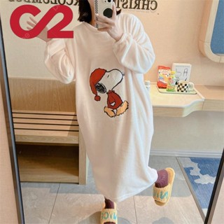 多款冬季法蘭絨睡裙女 中長款過膝珊瑚絨長袖可愛史努比睡衣家居服 女士保暖居家睡衣裙