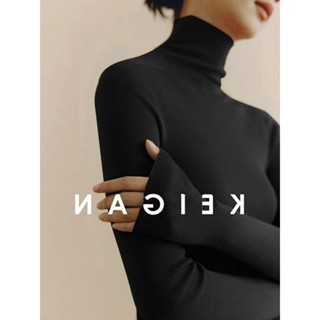 IS KR ins ✨韓國 米蘭 鬆弛感 東大門冷淡係高階感黑色高領針織打底衫女秋季正肩修身軟糯毛衣內搭上衣
