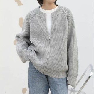 IS KR ins ✨韓國 米蘭 鬆弛感 東大門簡約夾剋式針織開衫女2023秋季新款圓領插肩袖酷girl休閒毛衣外套