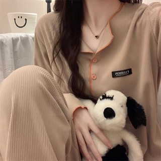 可可裡🍁2024高階感韓版ins風睡衣女士秋冬季德絨保暖上衣家居服春秋套裝