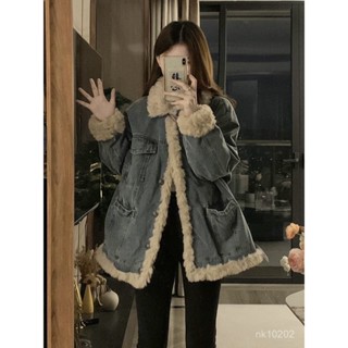 高品質🍁 羊羔毛牛仔外套女秋冬季新爆款寬鬆加絨棉衣服小個子加厚棉襖外套00