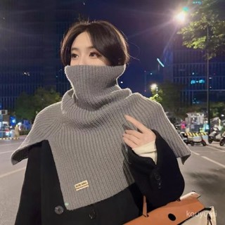 2025新款📣高領洋氣套頭毛衣鬥篷披肩外搭圍脖護頸冬季保暖外搭針織披肩防寒 0TZT
