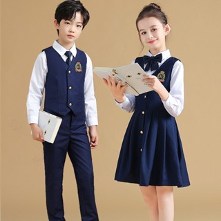 【FAIRY】熱賣?兒童大合唱演出服裝中小學生背帶裙男女童套裝朗誦演講班服英倫風年會表演服 尾牙表演服 出演服