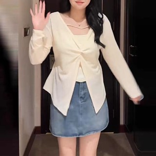 大尺碼女裝女上衣 t恤女 大碼300斤設計感長袖T恤女春夏秋胖mm顯瘦遮肉套裝防曬衫上衣單件秋冬女生上衣