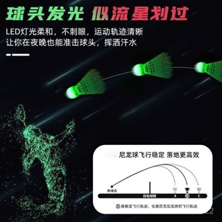 【臺灣出貨】尼龍超耐打羽毛球髮光LED夜光球防風成人兒童訓練比賽穩定室外內