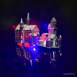 天鵝堡帶燈3D金屬DIY手工立體拚圖金屬模型玩具禮物3D金屬拚圖 3d模型 機械玩具模型 DIY手工立體拚圖