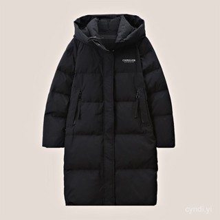 衣鴨鴨洋氣羽絨服女中長版2024冬季新款時尚休閒加厚保暖外套 韓版女生外套 保暖長款外套 羽絨外套連帽1217 XEYO