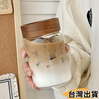臺灣熱賣⚡外帶玻璃杯帶蓋喝水耐高溫泡茶杯子學生防燙便攜水杯女個人茶杯高顔值密封隨行咖啡杯子341341