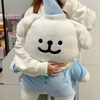 新北出貨♥韓國Maltese線條小狗玩偶睡衣小狗布娃娃毛絨玩具女生日禮物抱枕