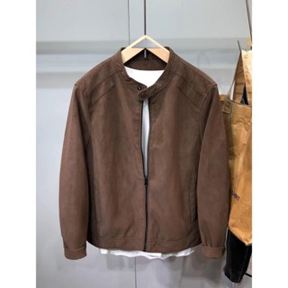 Y-B💪🏻免運麂皮絨立領皮衣外套 男士短款修身帥氣潮流機車服 休閒加厚夾剋 麂皮外套 麂皮絨外套 街頭風外套 皮外套
