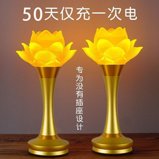 水晶蓮花燈 佛燈 財神燈 神明桌水晶燈 蓮花燈 蓮花燈新款佛燈觀音蓮花燈充電款荷花燈供佛一對led長明燈佛燈