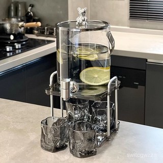 挑戰最低價🏆輕奢冷水壺帶龍頭玻璃水瓶套裝大容量家用涼水壺水果茶可樂飲料桶 PWVC