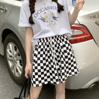 【ohi】休閒格子短褲女 格紋短褲女 休閒寬鬆短褲 熱褲女 運動女短褲 五分褲女褲子(GPW643)