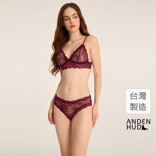 【Anden Hud】牡丹之海．全網紗織帶中腰三角內褲(好運紅-繁花) 臺灣製