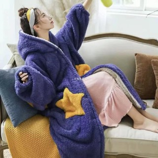睡袍 浴袍 冬天睡衣 卡通睡衣 大碼睡衣 居家服 睡衣情侶秋冬珊瑚絨睡袍長款套裝可外穿法蘭絨加厚加絨浴袍家居服