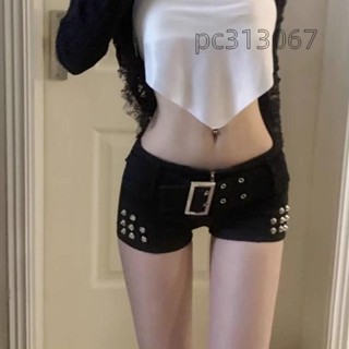 臺灣免運出貨★辣妹y2k鉚釘低腰超短褲夏季純慾緊身包臀牛仔短褲女