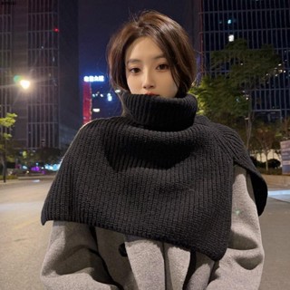 披肩🍭🍭 時尚披肩圍脖一體韓版斗篷外搭圍巾女秋冬季針織毛線加厚保暖網紅