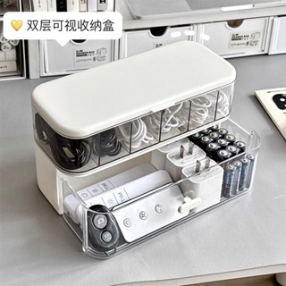 臺灣出貨✔數據線收納盒桌面充電器手機電源線整理神器亞克力帶蓋防塵理線器