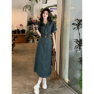 【免運】牛仔洋裝女裝夏季小眾設計高階感氣質女神範港味復古chic長裙子