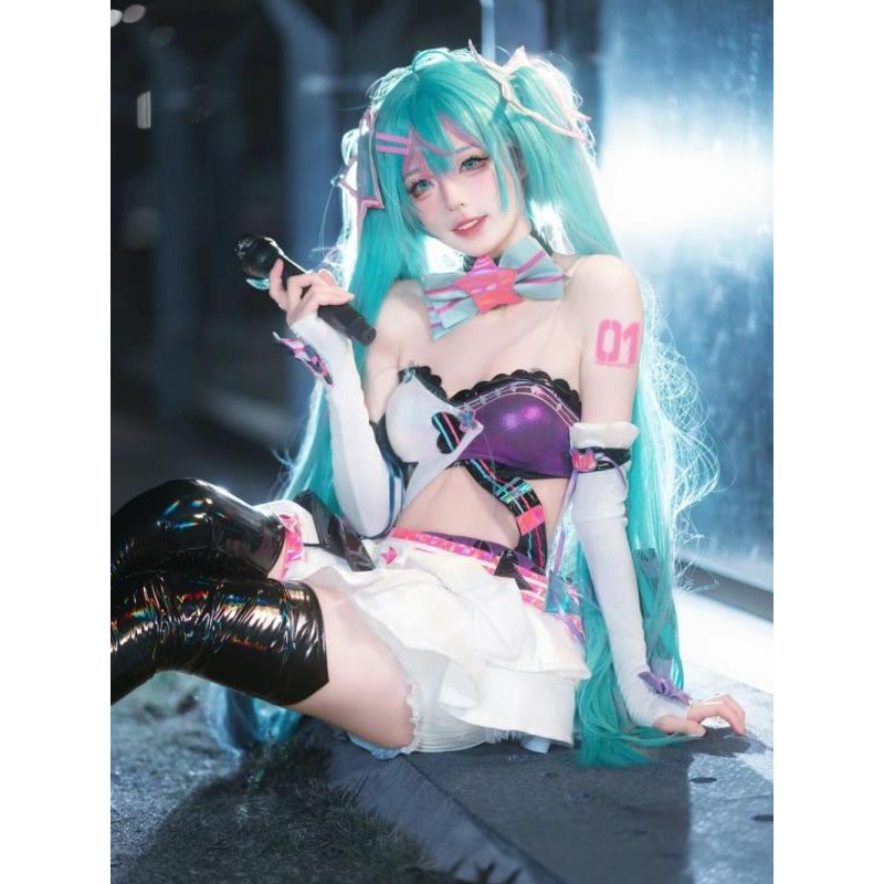 蝦皮最低價🌸 喵斯快跑聯動初音未來cos服MuseDash初音MIKU動漫搖滾緊身服裝 cosplay 角色扮演