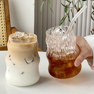 杯子 玻璃杯 喝水杯 辦公室 牛奶 咖啡杯 馬剋杯 咖啡杯ins高顔值胖嘟嘟玻璃杯子女生用吸管飲牛奶杯料茶杯子家用