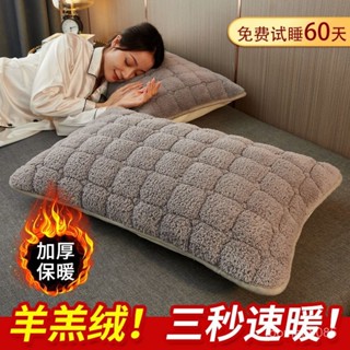 🔥臺灣24H🔥加厚牛奶絨 保暖枕頭 枕頭套 羊羔絨 成人單人一對裝枕芯枕套冬季家用 QPSH