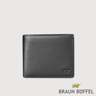 【BRAUN BUFFEL 德國小金牛】臺灣總代理 卡斯 8卡中間翻零錢袋短夾-黑色/BF525-318-BK