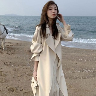 【免運】高階感氣質名媛風衣女春秋小眾別緻慵懶垂感大衣簡約雅緻中長款H型外套小個子溫雅氣質女