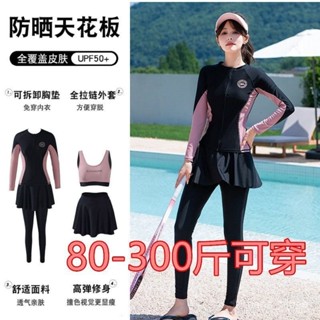臺灣出貨 泳衣女 大碼泳衣 女生泳衣 大碼泳衣女 胖mm泳衣 分體長袖長褲泳衣 防曬保守高階感 衝浪 浮潛 水母衣