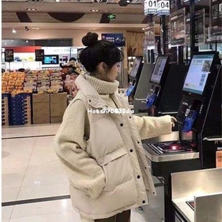 快出 韓版寬鬆冬季新款羽絨馬甲 羽絨背心 羽絨馬甲背心 背心外套 馬甲外套 無袖馬夾背心 翻領短版麵包外套